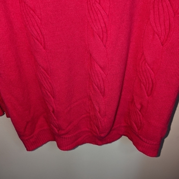 VINTAGE Pink Cable Knit Lambswool & Angora Crewneck Long Sweater Size Large - Picture 8 of 14